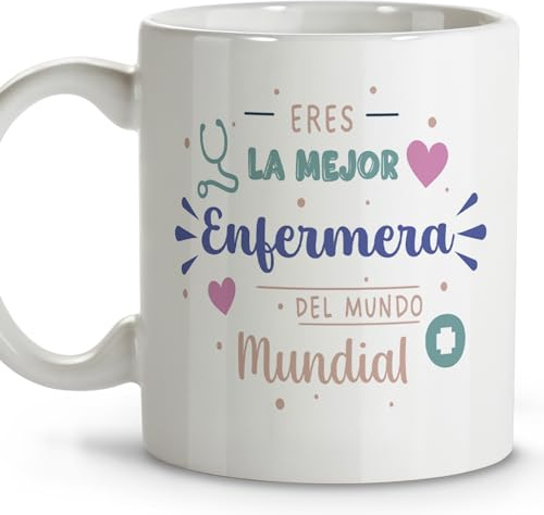 Enfermera accesorios. Tazas originales para regalar. Regalos originales para enfermeras. Tazas personalizadas. Taza cerámica 330 ml.