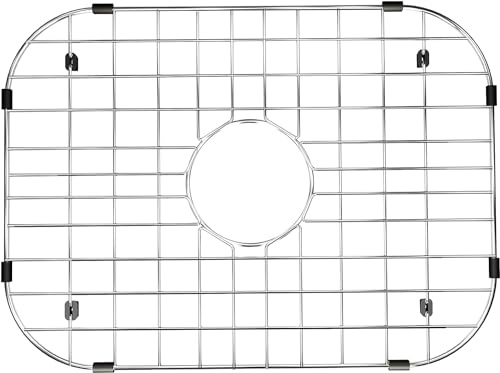SlimmKISS Grand support d'évier pour évier de cuisine, 47,7 cm (L) x 34,5 cm (l), grille d'évier en acier inoxydable pour fond d'évier, grille d'évier en métal, drain centré pour bol simple avec rayon