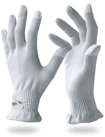Migliore Wear Cotton Gloves for Eczema, 2 Pairs Moisturising Gloves | Touchscreen Cotton Gloves for Dry Hands, Eczema Gloves for Women, Overnight Hand SPA