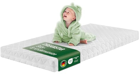 DREAMSTAR Ergo Kids Junior Babymatratze und Kindermatratze mit Trittkante | Öko-TEX® | hautfreundlicher Bezug abnehmbar und waschbar bei 95 Grad | 70 x 140 cm