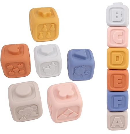 DORON & Charlie - Coffret de 6 Cubes à Empiler - Les Cubes de Doron - 056342 - Silicone - Empilement - Jouet pour Enfants - Accessoire de Puériculture - Bébé - 1er Age - À Partir de 18 Mois