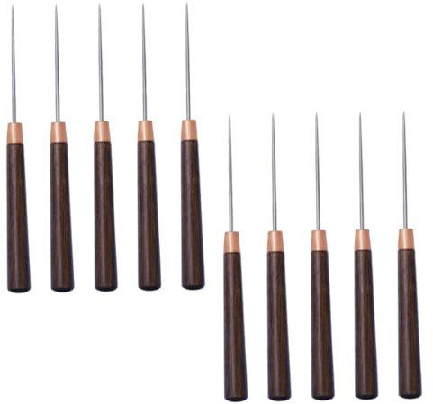 Anneome 10pezzi Punteruoli da Cucito Portatili in Pelle Manico Sottile Accessori per Artigianato Fai da Te in Pelle e Stoffa Strumenti per Cucire Oggetti e Tende
