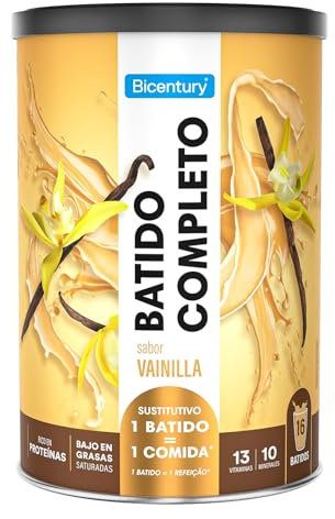 Bicentury Batido Completo Sustitutivo de Comida Sabor Vainilla, Rico en Proteínas, Bajo en Grasas saturadas, Un batido equivale a una comida completa, 436 g, 16 raciones