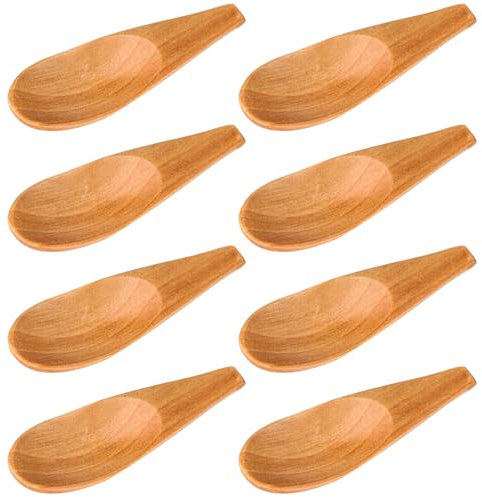 Mini Holzlöffel 8er Set Salzlöffel Kaffeeschaufel Mini-Teelöffel für kleine Gläser Zucker Honig Gewürze (Helle Holzfarbe)