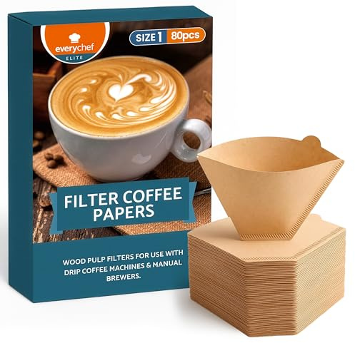 SOL 80pk Coffee Filter Papers Size 1 - for Drip Machines | Grit free clean brewing papers for drip coffee makers and pour over, rich aromatic results every cup