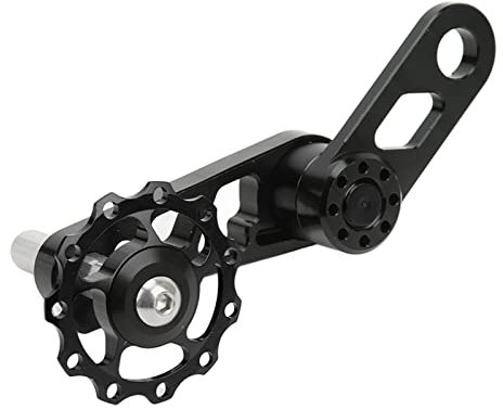Karlak Tensor de cadena de una sola velocidad, estabilizador de cadena de bicicleta plegable de aleación de aluminio con eje de rodamiento, tensor de cadena de bicicleta para bicicleta plegable de una