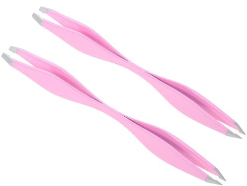 Veemoon Pinzas Para Cejas y Depilación De Doble Punta De Acero Inoxidable, 2 Unidades, Precisión y Durabilidad, Portátil Para Cuidado Personal y Retoques Casa o Viaje, Color Rosa Fucsia