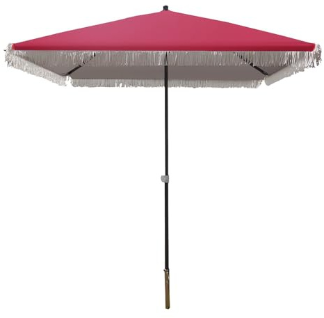 Parasol de plage carré à franges avec protection solaire UPF50+ imperméable pour extérieur, jardin, cour, pelouse et plage
