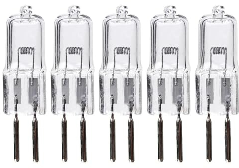 JZLBBC 5PCS GY6.35 75W 24V Halogen Light Bulbs 2 Pin Warm White Crystal Clear Halogen Bulb G6.35 24V 50W T4 JC G6.35/GY6.35 Bi-Pin Base Dimmable 150W