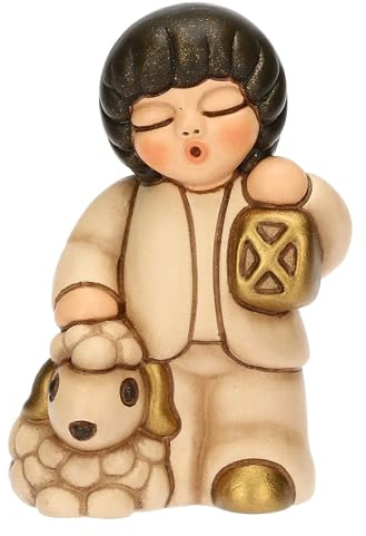 THUN - Bimbo con lanterna - ceramica - Collezione Presepe Classico - 4,5 x 3,4 x 6,5 cm