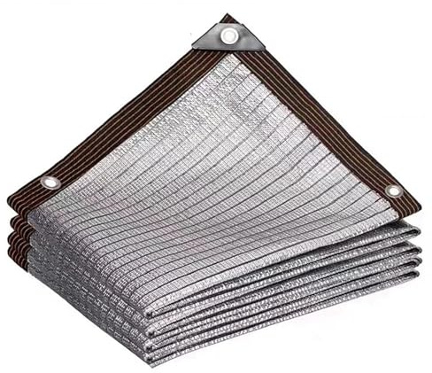 Red de sombra de polietileno de alta densidad de 12 pines anti-UV para jardín, balcón y plantas suculentas, red de parasol para piscinas y cubiertas de coche (lámina de aluminio, 4 x 5 m)