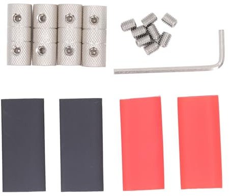4 Wire Connectors Kit, Brass Car Audio Splice Connectors, Heavy Duty Battery Cable Butt Connector with Hex Wrench and Screws, for Marine RV Truck Audio Amplifier