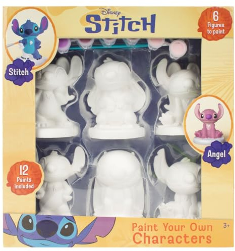 BONAFIDE Disney Stitch Diamond Art Kids Kit - Stitch Diamond Art Disney Painting Set - Stitch Toy Craft Set for Kids to Paint Your Own Characters with Brushes Paints and Models