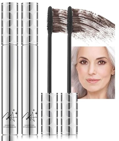 Brown Mascara for Older Women,Waterproof Volumising & Lengthening Mascara for Thinning, Aging Lashes,Gentle on Sensitive Eyes(2-Pack）