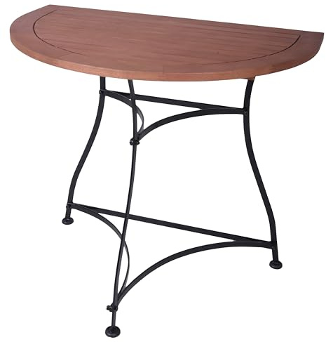 DELUKE Balkontisch Einar halbrund - Eukalyptus, Natürlich, 54x85x74cm | Gartentisch Balkon-Tisch Kleiner Tisch Terrassentisch Verandatisch