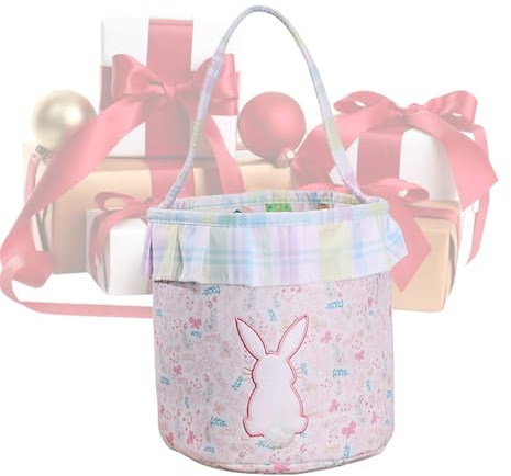 Cesta de Pascua Bolsa de Tela de Conejito | Bolsa De Caza De Huevos De Conejo Para para Niños y Niñas en de Cumpleaños y Primavera con Chocolate Juguetes Snacks y