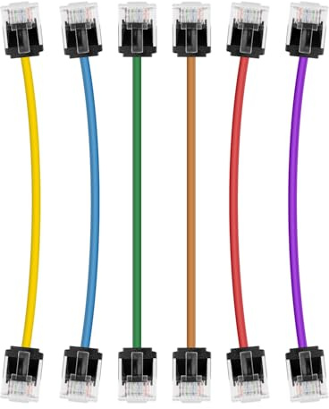 RIIEYOCA 28AWG Slim Cat6A Ethernet Patch Cable 25cm,OD 3.8mm Thin High-Speed 1000Mbps Cat 6A Network Cable with Ultra-Short RJ45 Connectors for Router, Switch, Patch Panel – Mixed Colour 6-Pack