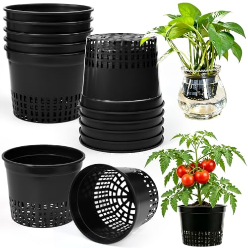 HUASD 12 Macetas de Malla para Hidroponía 13x10cm, Cesta de Cultivo con Agujeros de Drenaje Anti-Encharcamiento, Apta para Agua y Tierra, Borde Reforzado, PP para Balcón y Sistemas