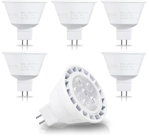 TORCHSTAR MR16 LED Bulb Dimmable, Aluminum, 12V 7W, GU5.3 Bi-Pin Base Spotlight, UL Listed, LED MR16 Light Bulbs for Recessed Track Lighting, 5000K Daylight, Pack of 6