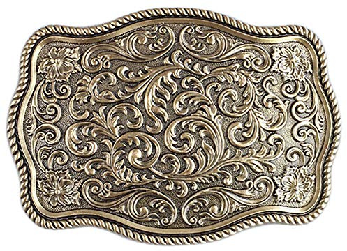 Vintage guldpläterat sydvästra blomma snidat bältesspänne, Antiksilver, en storlek