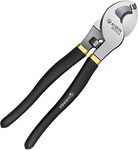 Aubon 10 Inch Wire Cable Cutters, Hand Tools Wire Cable Cutting Tools High Hardness Cable Shears, High-Carbon Steel Material Pliers, Excellent Bolt Cutters, Wire Cable Strippers NOT for Bike Cable
