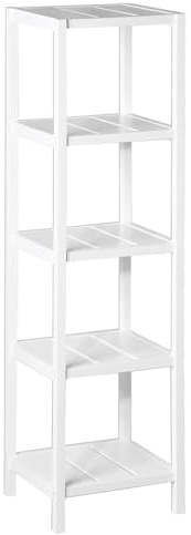 Estantería de pie de madera laminada blanca con 5 baldas de 37x33x140 cm