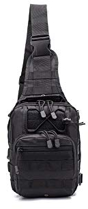 77Mall Sling Bag Tactical Backpack Outdoor Shoulder Bag Satchel Chest Packs Daypacks for Smart Phone Climbing Camping Cycling Hiking (Black)