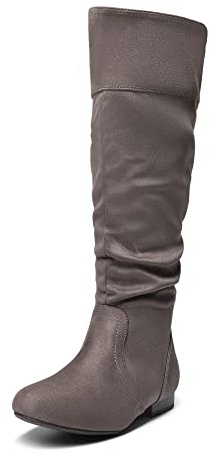 DREAM PAIRS Women's Knee High Boots and Pull On Fall Weather Boots, Ladies' Fashion and Comfortable Walking Boots, Zippers Boots, and Flats,Size 6,Wide/Calf/Taupe,BLVD-W