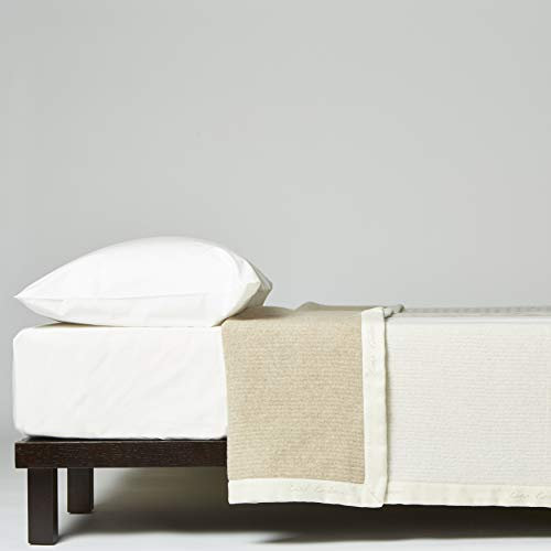 LANEROSSI Coperta Matrimoniale Maxi Serenella, coperta in cashmere e lana vergine, 230x270 cm, Bianco/Beige