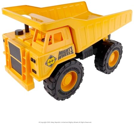 Mighty Wheels Large Steel Super Dump Truck, 16-Inch/40 cm, Free-Wheeling Construction Toy with Movable Tipping Bed, Ideal Digger Toys for 3 Year Old Boys and Up