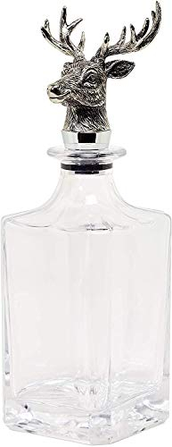 EDZARD Carafe en verre avec tête de cerf Argenté Hauteur 26 cm, Tons Argentés