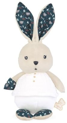 Kaloo - K'Doux - Muñeco Conejo Naturaleza - Blanco y Azul - Tela Suave - Peluche - 20 Cm - Desde el Nacimiento, K969954