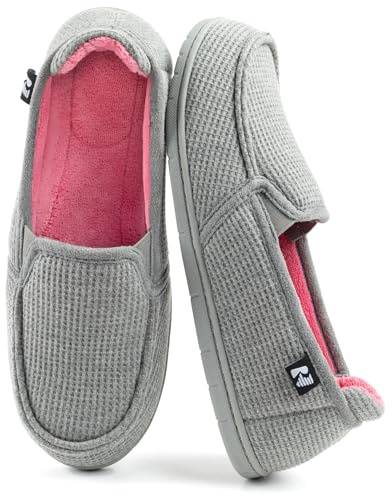 RockDove Women's Two-Tone Hoodback Slipper with Removable Insole, Size 8 UK Women, Gray and Pink