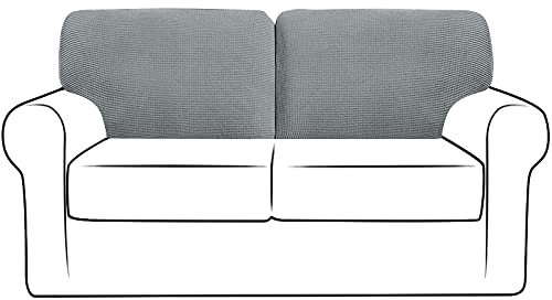 NLCYYQ Coprischienale per divano, elasticizzato, con coulisse, antiscivolo, di ricambio, in pile jacquard (grigio chiaro, sinistra + destra)
