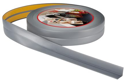 ProfiPVC Weichsockelleiste selbstklebend aus PVC 18x18mm 10m Silber | weiche Abschlussleiste aus Kunststoff für Küche und Badezimmer, flexible Knickleiste, Bodenleiste Sockelleiste aus PVC