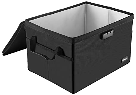 Hodufy Große (409 x 322 x 270 mm) Feuerfeste Geldkassette (2000℉), Wasserdichte und Feuerfeste Dokumentenbox, Bankers box mit Schloss, zusammenklappbare Aufbewahrungsbox zum Aufhängen von Brief