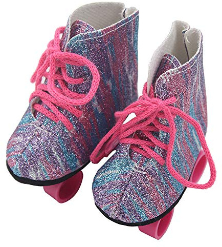 GIVBRO Pattini a rotelle per bambole americane da 45,7 cm, accessori per vestire, scarpe stringate, regalo per la festa dei bambini (#A)