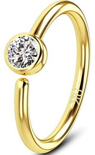 OUFER 0.8mm 9ct Gold Nasenpiercing Rings Herz 20 Gauge Nasenring Nasen Piercing Nase Hoop Gelbgold Seamless Helix Piercing Tragus Daith Ohrring Ear Ring Frau Nose Earring Körper Schmuck Geschenke 8mm