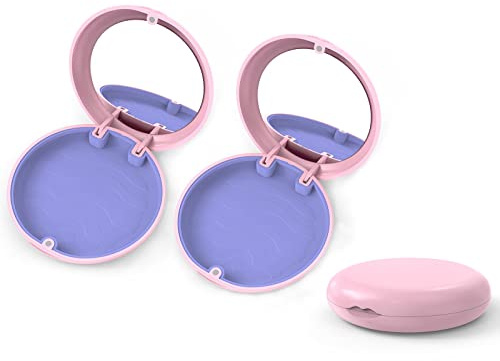 Aligner och hållarfodral, YOUYA DENTAL 2 st solida ortodontiska justerare hållare fodral protes falsk låda, munskyddsfodral med spegel för munvård tandläkare – rosa