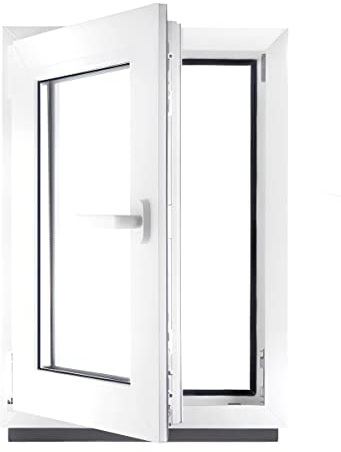 ‎BauPLAZA - Finestra Serramenti in PVC - BIANCO - Vetro camera - LxA 50 x 80 cm Lato maniglsa: Sinistra LxA 500 x 800 mm - Funzione Girevole - Ottima scelta