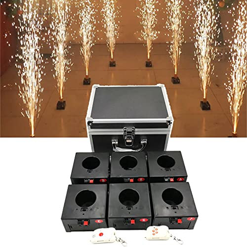 DOGC Accenditore per Fuochi D'Artificio A Freddo, Fuochi D'Artificio per Mini Fontane, 4/6/8 Pezzi Sistema Pirotecnico con Sparkler per Matrimoni, con Telecomando/Valigia,6pcs
