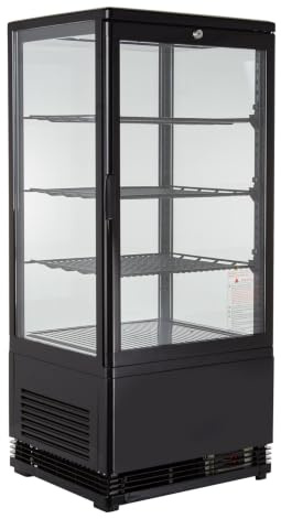 GastroHero Kühlvitrine 78 Liter I Buffet Vitrine +2 °C und +6 °C mit LED I Kühlvitrine Gastro schwarz I Kühltheke mit Glastür & Umluft I abschließbar
