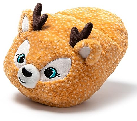 JOMIX Scaldapiedi Peluche Pantofole Ciabattone Invernali Caldi Morbidi Cuscino Scalda Piedi Babbo Natale Cervo Leopardo e Panda MD8633 (Cervo)