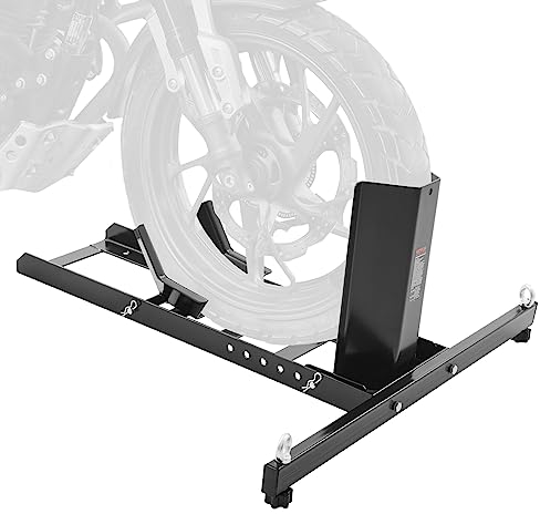 VEVOR Cavalletto per Moto Ruote Capacità Carico Max. 816,5 kg Supporto per Ruote di Moto Diametro da 381-558,8mm Larghezza 76,2-203,2 mm, Cavalletto per Moto in Acciaio per Fissare su Camion Rimorchio