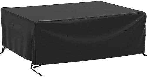 Large Garden Furniture Covers Waterproof Outdoor Furniture Covers, 215 x 215 x 87 cm Black Outdoor Garden Patio Furniture Set Cover, 600D Oxford Fabric, Anti-UV, Windproof Outdoor Protective Cover