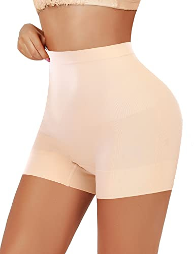 JELLYOGA Pantalones cortos moldeadores sin costuras para mujer, con control de abdomen, ropa interior, pantalones cortos debajo del vestido, bragas moldeadoras, color carne, S