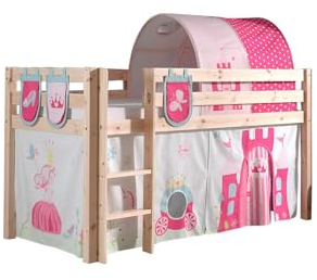 möbelando Spielbett >Pino< in Kiefer massiv Natur - 210x114x106 (BxHxT)