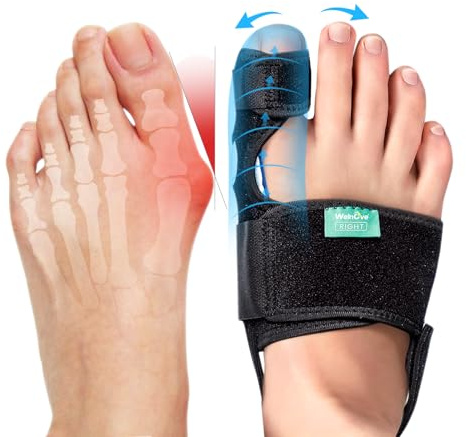 Welnove Bunion Corrector Women & Men Big Toe: 1 Pair Bunion Splint Brace - Adjustable Bunion Correction with Soft Gel - Bunion Pads for Pain Relief - Toe Straightener with Non-slip Strap