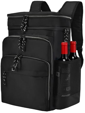 GiMiUiTo Doppelstöckiger Kühlrucksack, auslaufsicher, großer Kühlrucksack, isoliert, perfekte weiche Kühltasche für taktische, Camping, Picknick, Strand, Wandern, Schwarz