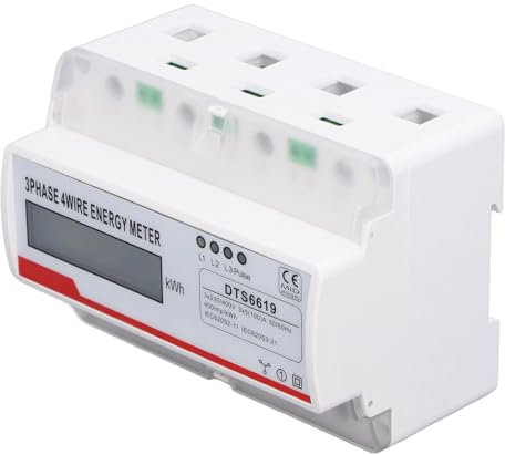 Sonew Compteur d'énergie électrique 7P, 3 Phases 4 Fils, Moniteur KWH à écran LCD, Compteur électrique sur Rail Din 35 Mm, Compteur de Consommation d'énergie, 230 400 V 5 A
